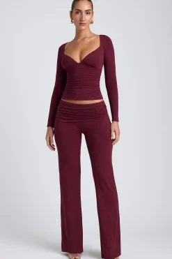 Oh Polly Co-Ords | Tops^Modal Ruched Long-Sleeve Top in Plum
