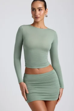 Oh Polly Co-Ords | Tops^Modal Ruched Long-Sleeve Top in Sage Green SageGreen