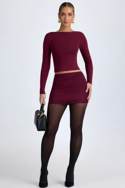 Oh Polly Skirts & Skorts | Bottoms^Modal Ruched Mid-Rise Mini Skirt in Wine Red WineRed
