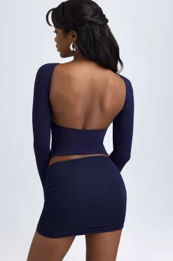 Oh Polly Skirts & Skorts | Bottoms^Modal Ruched Mid-Rise Mini Skirt in True Navy TrueNavy