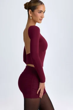 Oh Polly Skirts & Skorts | Bottoms^Modal Ruched Mid-Rise Mini Skirt in Wine Red WineRed