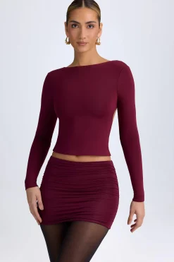 Oh Polly Skirts & Skorts | Bottoms^Modal Ruched Mid-Rise Mini Skirt in Wine Red WineRed