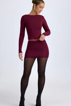 Oh Polly Skirts & Skorts | Bottoms^Modal Ruched Mid-Rise Mini Skirt in Wine Red WineRed