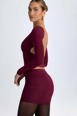 Oh Polly Skirts & Skorts | Bottoms^Modal Ruched Mid-Rise Mini Skirt in Wine Red WineRed