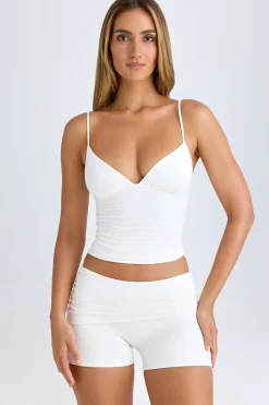 Oh Polly Co-Ords^Modal Ruched Mini Shorts in White