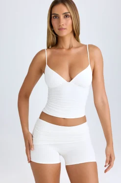 Oh Polly Co-Ords^Modal Ruched Mini Shorts in White