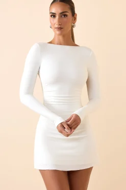 Oh Polly Fall Outfits^Modal Ruched Open-Back Mini Dress in White