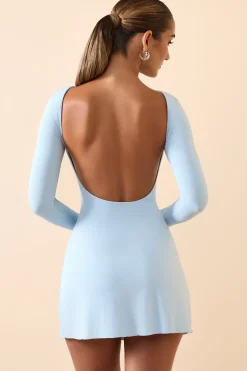 Oh Polly Fall Outfits^Modal Ruched Open-Back Mini Dress in Ice Blue IceBlue