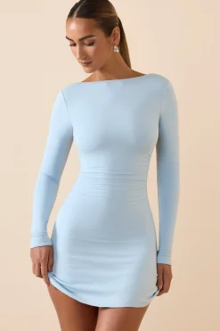 Oh Polly Fall Outfits^Modal Ruched Open-Back Mini Dress in Ice Blue IceBlue