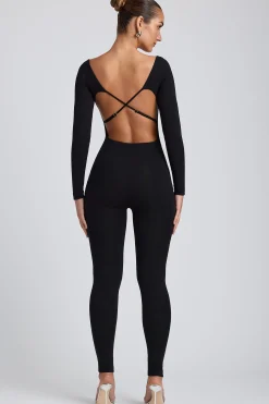 Oh Polly Jumpsuits & Unitards | Elevated Essentials^Modal Scoop-Neck Cross-Back Jumpsuit in Black