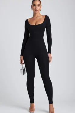 Oh Polly Jumpsuits & Unitards | Elevated Essentials^Modal Scoop-Neck Cross-Back Jumpsuit in Black