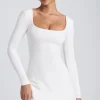 Oh Polly Women'S Clothing Sale - $65 And Under^Modal Square Neck Long Sleeve Mini Dress in White
