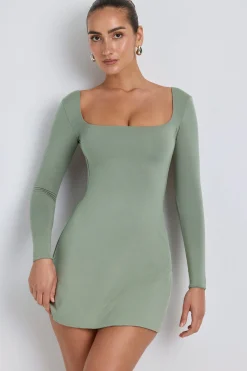Oh Polly Women'S Clothing Sale - $65 And Under | Women'S Clothing Sale - $40 And Under^Modal Square Neck Long Sleeve Mini Dress in Sage Green SageGreen