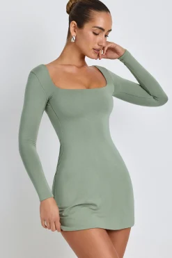 Oh Polly Women'S Clothing Sale - $65 And Under | Women'S Clothing Sale - $40 And Under^Modal Square Neck Long Sleeve Mini Dress in Sage Green SageGreen