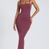 Oh Polly Fall Outfits^Modal Square Neck Low Back Maxi Dress in Plum