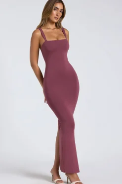 Oh Polly Fall Outfits^Modal Square Neck Low Back Maxi Dress in Plum