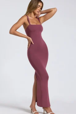 Oh Polly Fall Outfits^Modal Square Neck Low Back Maxi Dress in Plum