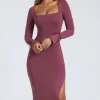 Oh Polly Fall Outfits^Modal Square-Neck Midaxi Dress in Plum