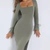 Oh Polly Fall Outfits^Modal Square-Neck Midaxi Dress in Sage Green SageGreen