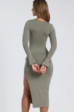 Oh Polly Fall Outfits^Modal Square-Neck Midaxi Dress in Sage Green SageGreen