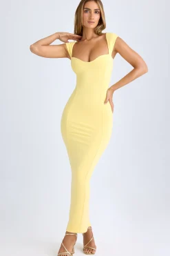 Oh Polly Wedding Guest^Modal Sweetheart-Neck Maxi Dress in Lemon Sherbet