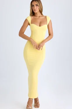 Oh Polly Wedding Guest^Modal Sweetheart-Neck Maxi Dress in Lemon Sherbet