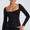 Oh Polly Co-Ords | Tops^Modal Sweetheart-Neck Top in Black