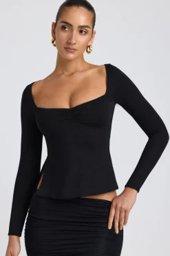 Oh Polly Co-Ords | Tops^Modal Sweetheart-Neck Top in Black
