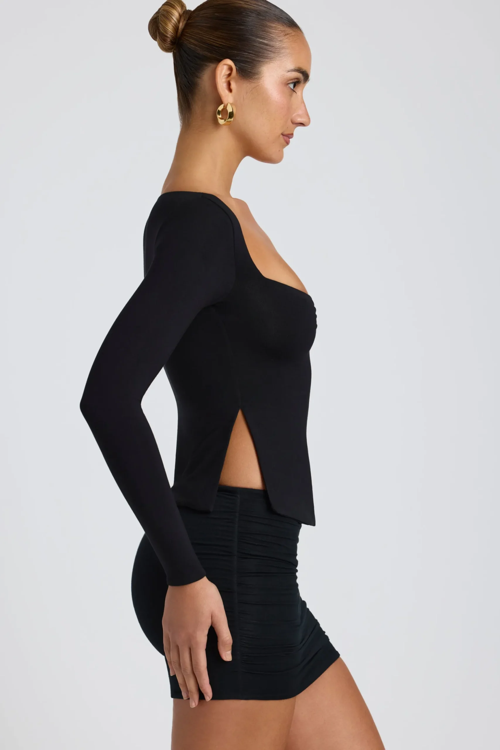 Oh Polly Co-Ords | Tops^Modal Sweetheart-Neck Top in Black