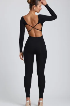 Oh Polly Elevated Essentials | Fall Outfits^Modal Tall Scoop-Neck Cross-Back Jumpsuit in Black
