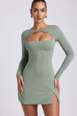 Oh Polly Women'S Clothing Sale - $65 And Under | Women'S Clothing Sale - $40 And Under^Modal Twist-Front Long-Sleeve Mini Dress in Sage Green SageGreen
