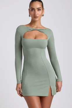 Oh Polly Women'S Clothing Sale - $65 And Under | Women'S Clothing Sale - $40 And Under^Modal Twist-Front Long-Sleeve Mini Dress in Sage Green SageGreen