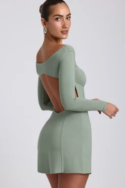 Oh Polly Women'S Clothing Sale - $65 And Under | Women'S Clothing Sale - $40 And Under^Modal Twist-Front Long-Sleeve Mini Dress in Sage Green SageGreen