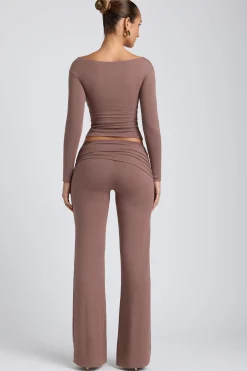 Oh Polly Co-Ords | Tops^Modal Twist-Front Long-Sleeve Crop Top in Taupe