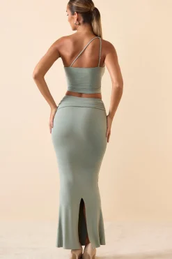 Oh Polly Skirts & Skorts | Bottoms^Modal Twist-Front Maxi Skirt in Smoke Green