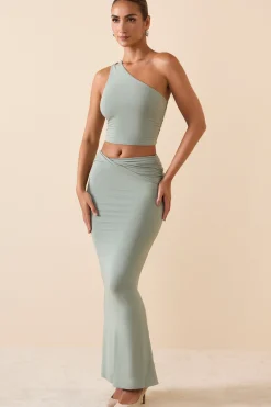 Oh Polly Skirts & Skorts | Bottoms^Modal Twist-Front Maxi Skirt in Smoke Green