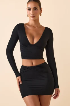 Oh Polly Skirts & Skorts | Bottoms^Modal Twist-Front Mid-Rise Mini Skirt in Black