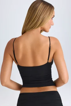 Oh Polly Co-Ords | Tops^Modal V-Neck Ruched Camisole Top in Black