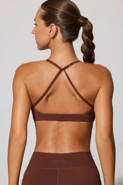 Oh Polly Matching Sets | Sports Bras^Multiway Twist Front Sports Bra in Chocolate