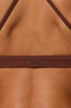 Oh Polly Matching Sets | Sports Bras^Multiway Twist Front Sports Bra in Chocolate