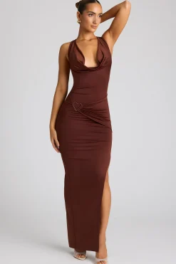 Oh Polly Women'S Clothing Sale - $65 And Under^Multiwear Cowl Neck Wrap Over Evening Gown in Chocolate Brown ChocolateBrown