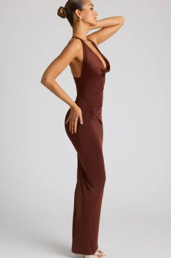 Oh Polly Women'S Clothing Sale - $65 And Under^Multiwear Cowl Neck Wrap Over Evening Gown in Chocolate Brown ChocolateBrown