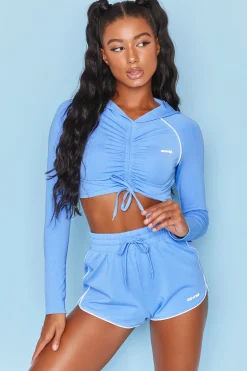 Oh Polly Women'S Clothing Sale - $65 And Under | Women'S Clothing Sale - $40 And Under^New Goals Cropped Ruched Hoodie in Dark Blue