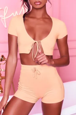 Oh Polly Women'S Clothing Sale - $65 And Under | Women'S Clothing Sale - $40 And Under^No Plans Bodycon Mini Shorts in Peach