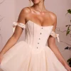 Oh Polly Party Dresses | Bride To Be^Off Shoulder Tulle Skirt Mini Dress in Ivory