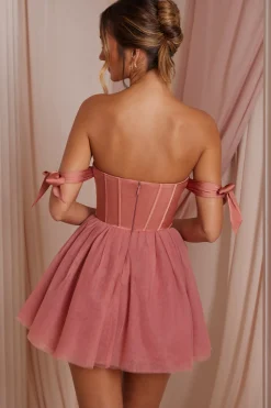 Oh Polly Wedding Guest | Party Dresses^Off Shoulder Tulle Skirt Mini Dress in Terracotta