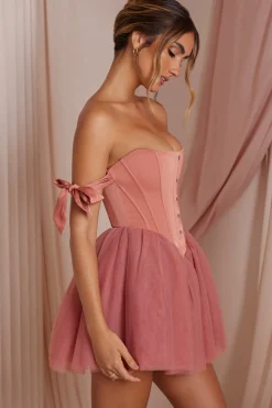 Oh Polly Wedding Guest | Party Dresses^Off Shoulder Tulle Skirt Mini Dress in Terracotta