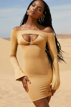 Oh Polly Women'S Clothing Sale - $65 And Under | Women'S Clothing Sale - $40 And Under^Off The Shoulder Cut Out Mini Dress in Beige