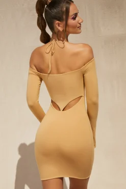 Oh Polly Women'S Clothing Sale - $65 And Under | Women'S Clothing Sale - $40 And Under^Off The Shoulder Cut Out Mini Dress in Beige