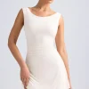 Oh Polly Bride To Be^Off-Shoulder Cowl-Back A-Line Mini Dress in Ivory